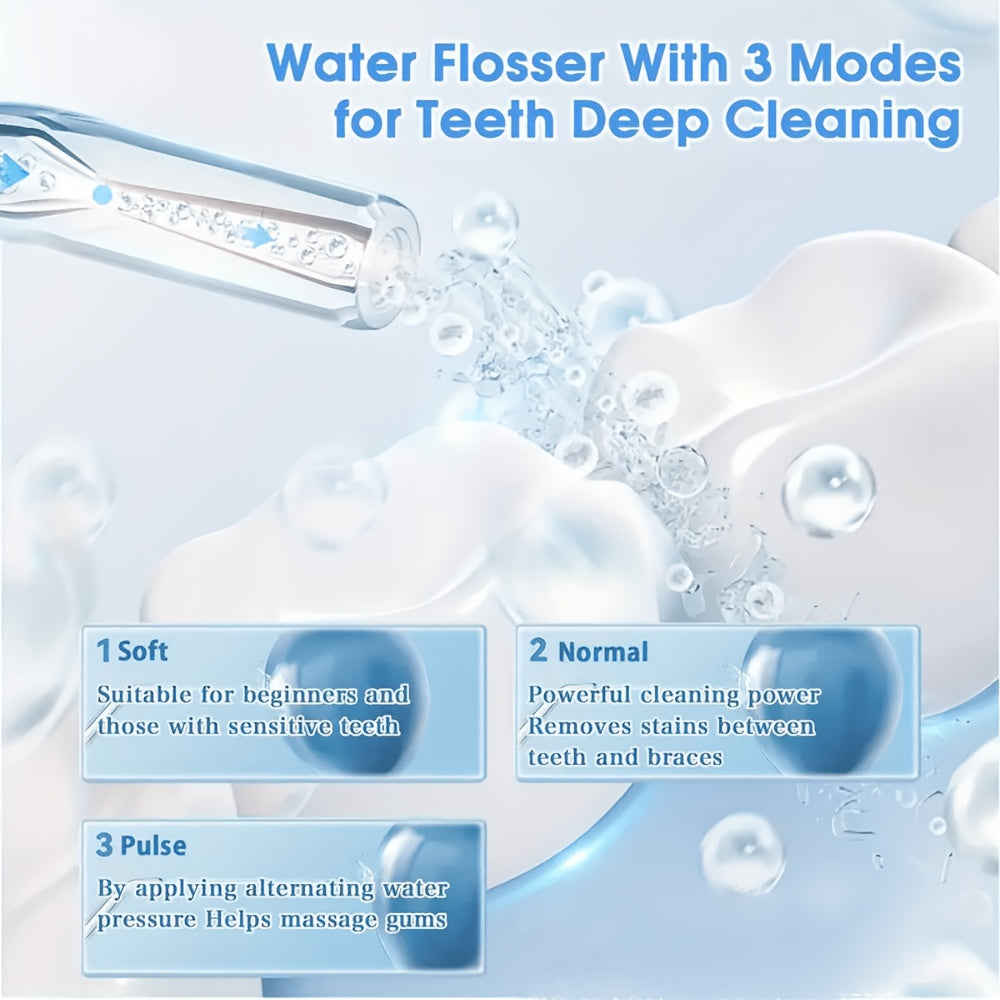 Wireless Electric Water Jet Dental Cleaning System with 4 Nozzles - 360° Rotating Nozzles, USB Rechargeable, Lithium Battery, Ideal for Daily Teeth &amp; Gums Care