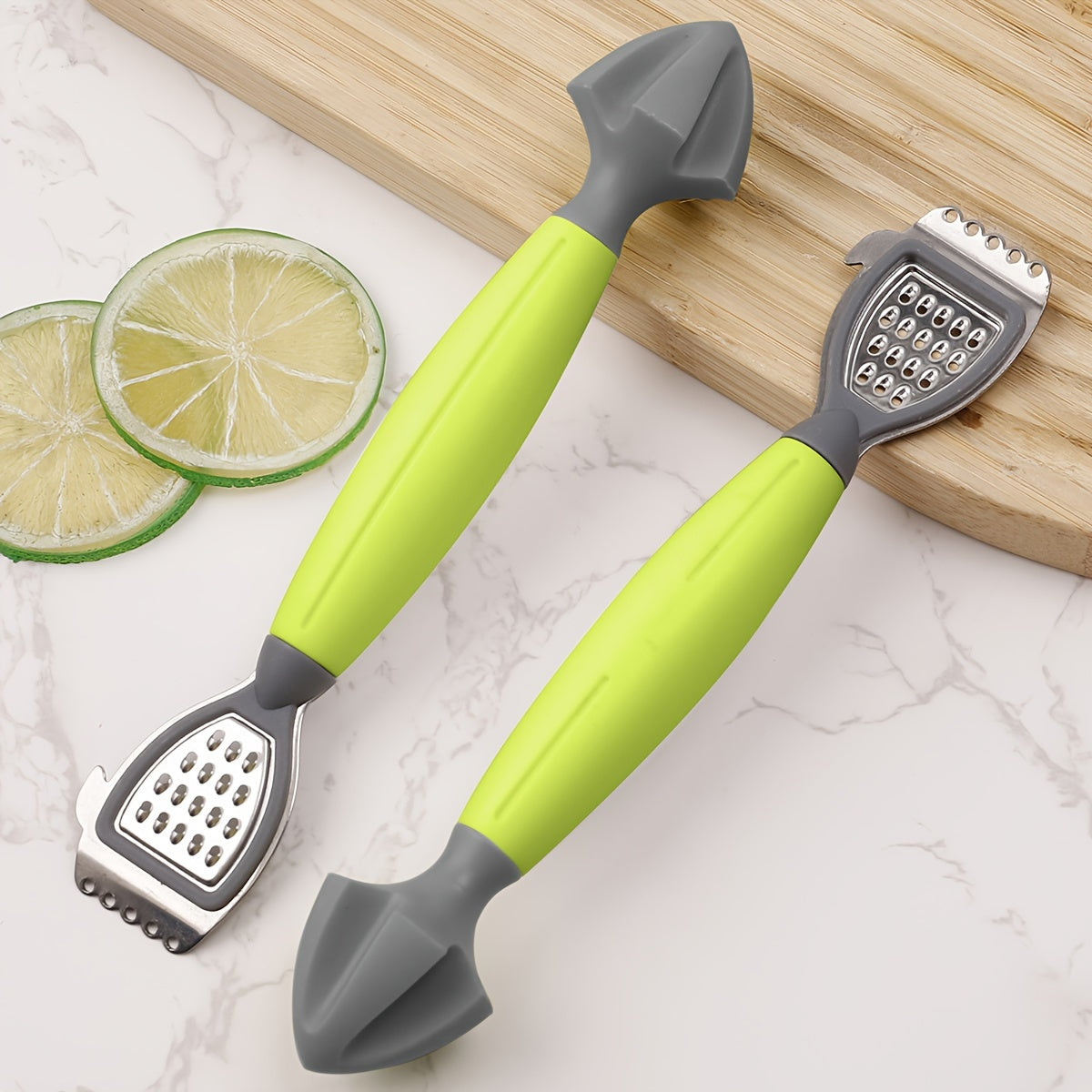 1pc Multifunctional Lemon Zester &amp; Juicer with Built-In Grater - Green Handle, Stainless Steel Blade for Easy Citrus Juicing and Grating, Perfect for Kitchen Use, Grating Accessory | Ergonomic Design | Durable Grater
