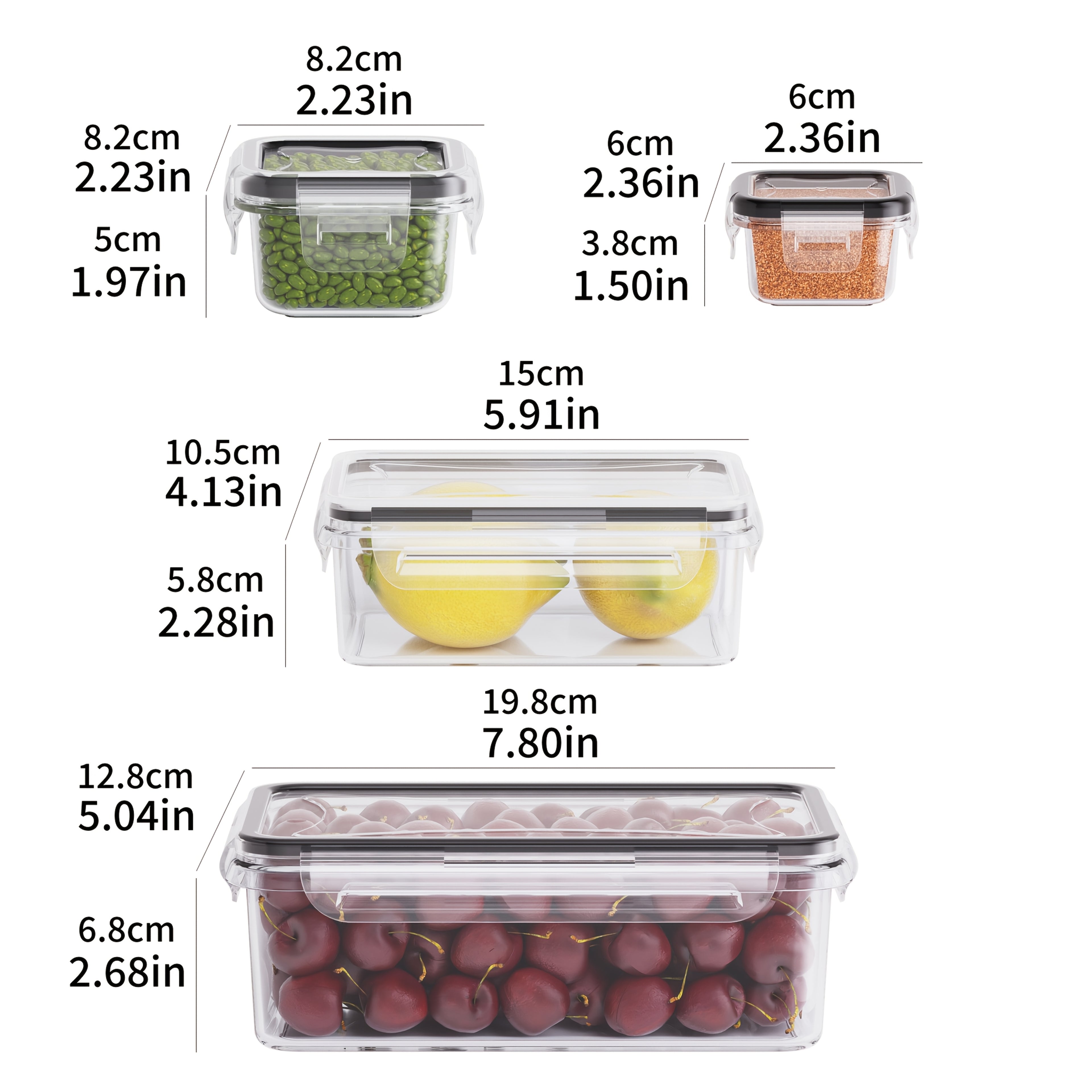 8pcs FOWA Transparent Food Storage Containers with Flip-Top Lids - Leakproof & Microwave/SFreezer Safe Plastic Jars, Airtight Multi-Size Pantry Organization for Dry Goods, Fruits, Vegetables, Pasta (Reusable) - Heavy-Duty PP