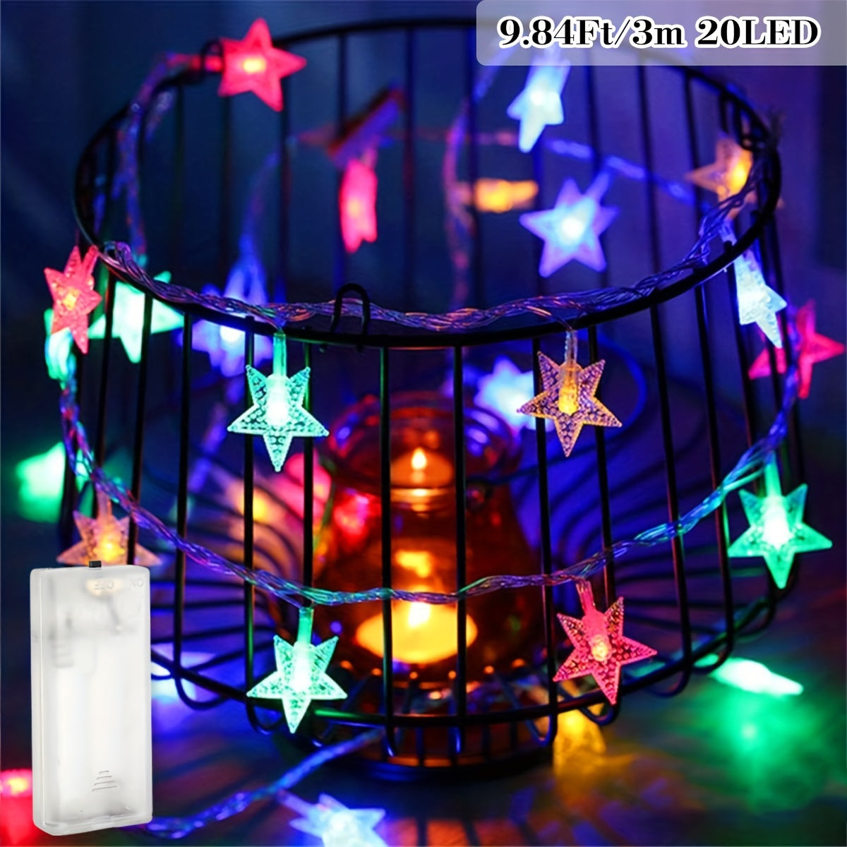 Guirlande lumineuse LED étoiles 10 à 80 LED, alimentée par piles, idéale pour décoration intérieure et extérieure, mariages, fêtes, Noël, jardin ou événements spéciaux.