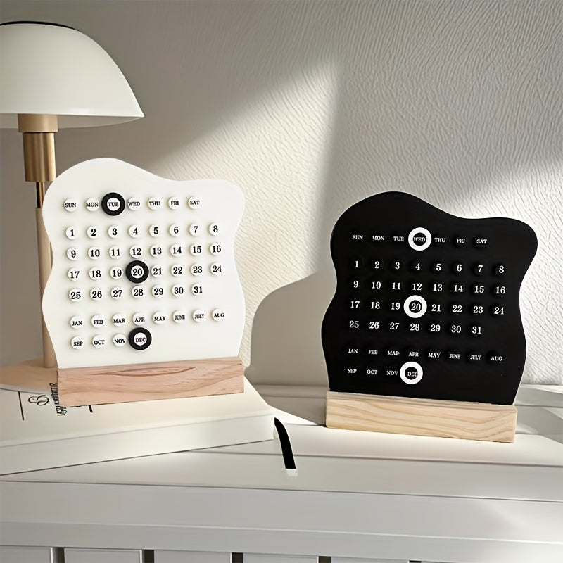 Calendrier de bureau DIY en bois, décoratif et créatif, idéal planification quotidienne, études, cadeau et accessoire de bureau élégant.