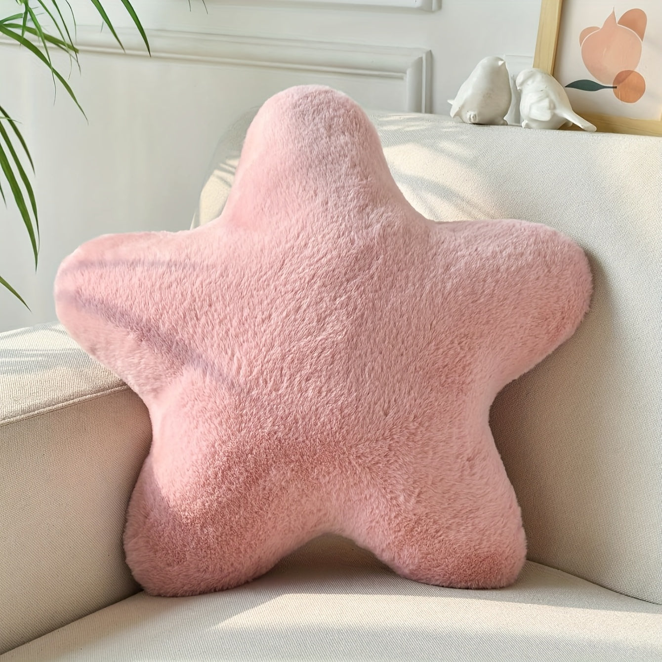 Star-Shaped Decorative Pillow - Soft Faux Rabbit Fur Cushion for Bed, Sofa &amp;amp; Camping, Contemporary Home Decor in Pastel Purple, Pink &amp;amp; Beige, Valentine&#39;s Gift for Lover &amp;amp; Daughter, Bedroom Decor | Contemporary Decor | Hand Wa