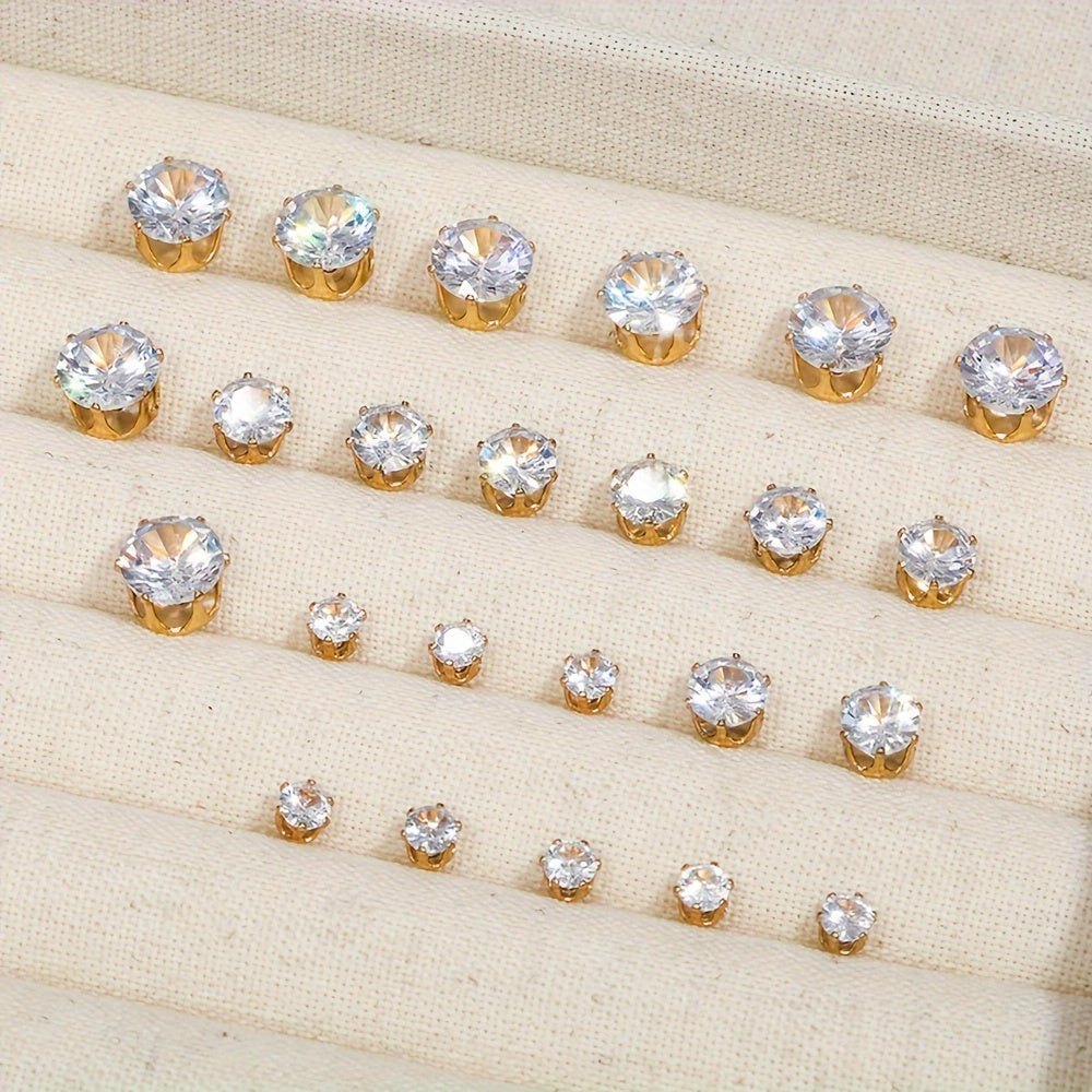 Set de 108 boucles d’oreilles féminines en alliage de zinc avec strass, style élégant et décontracté, idéal cadeau sans boîte.