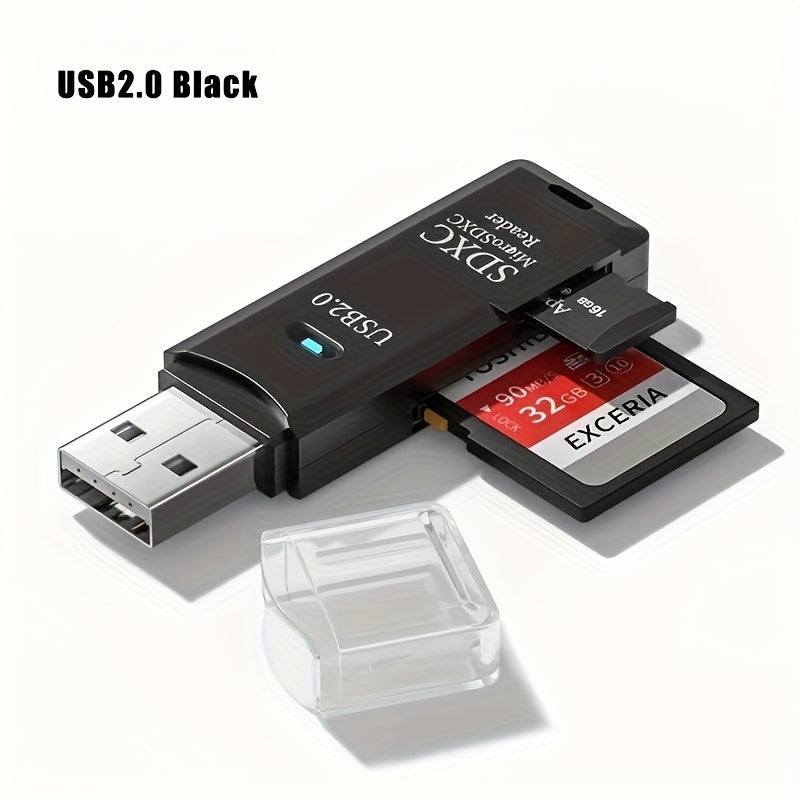 1pc High-Speed ​​USB 2.0 Mini SD Card Reader, Plug and Play Memory Card Adapter for Camera, Data Transfer, No Battery Required, Transferring Photos