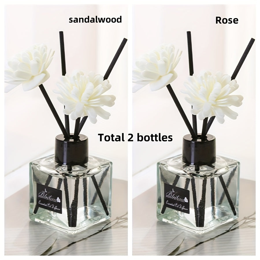 Set d’aromathérapie 2 bouteilles Différents parfums, diffuseur rotin efficace, choix variés pour créer ambiance relaxante et parfum agréable.
