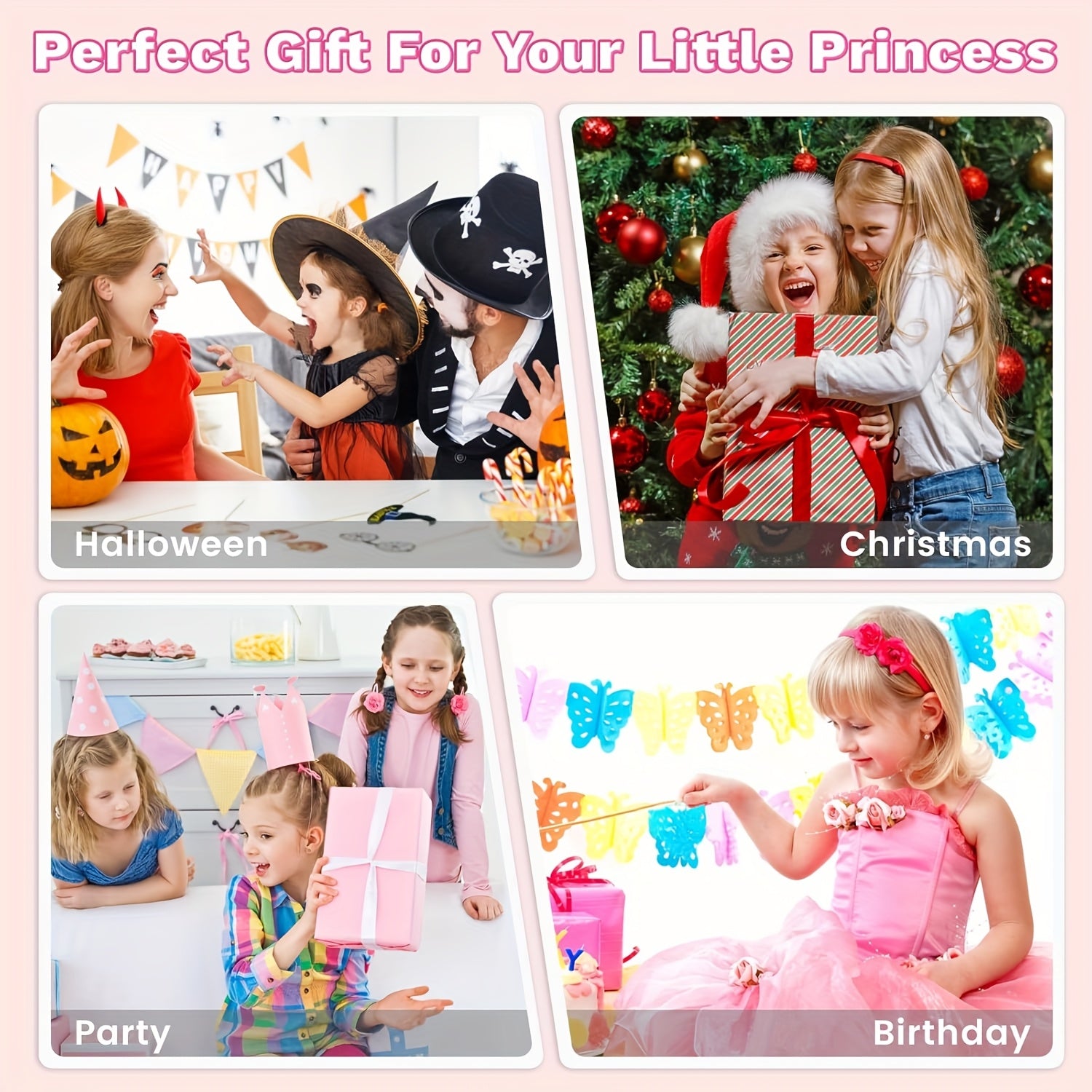 Kit tampon cheveux filles, accessoires réutilisables type diamant, outils roses avec étoiles, cœurs et cercles pour coiffures créatives.