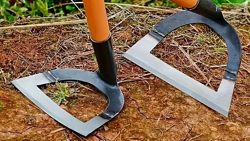 مجرفة حديقة شديدة التحمل من الفولاذ المنغنيز مع أشعل مجوف حاد - هيكل متين من الفولاذ بالكامل ومقبض برتقالي مريح لإزالة الأعشاب الضارة بكفاءة، أداة بستنة احترافية لمزارع الخضراوات والزراعة في الفناء الخلفي وسيارة العشب