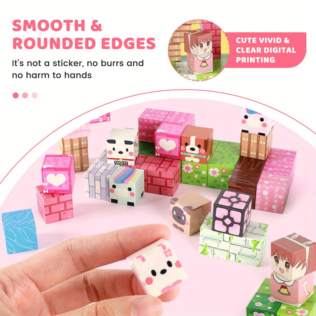 100 blocs magnétiques STEM, décor maison et arbre 3D, cubes personnages, jouet créatif, idéal anniversaire et Noël.