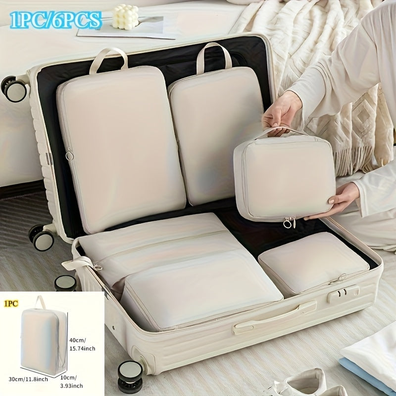 Lot de 6 cubes de rangement compressibles en polyester, durables, sans impression, idéaux pour vêtements, accessoires et organisation de bagages.