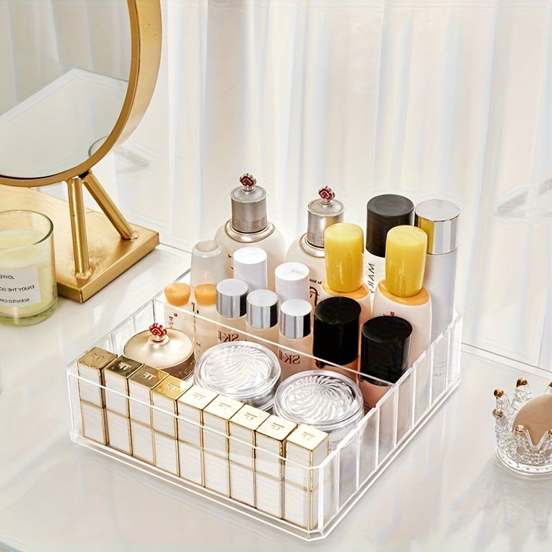 2-Pack Clear Plastic Cosmetic Organizer Tray, Multi-Functional Countertop Storage for Lipstick, Nail Polish, Eye Shadow - No Electricity Needed Display Case