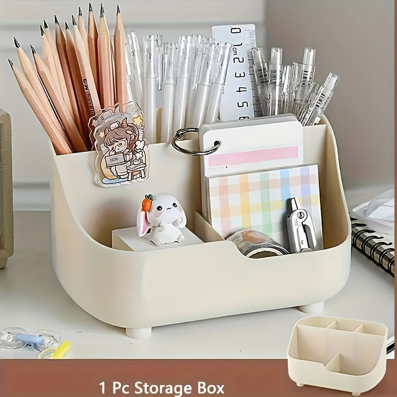 1 Large-capacity Simple Solid-color Five-grid Desktop Storage Multi-functional Storage Box Material Desk Storage Box