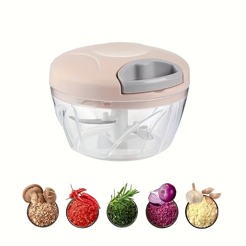 170ml/500ml/900ml Manual Food Chopper, Spice and Herb Grinder - Multifunctional Garlic Press, Vegetable Cutter, and Meat Grinder with Stainless Steel Blades, ABS Plastic Container, Perfect for Quick Garlic Preparation at Home