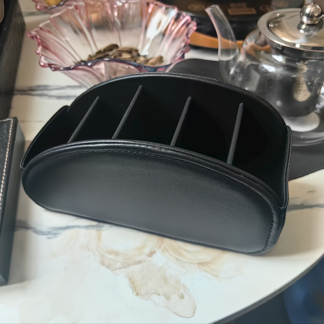 1pc Remote Control Holder Organizer with 5 Compartments - TV/DVR/Cable Box Compatible, Space-Saving Tray for Living Room, Home Office, Bedroom - Compatible with One/Two/Three/Four/Five - Desktop Organizer for Remotes, Glasses