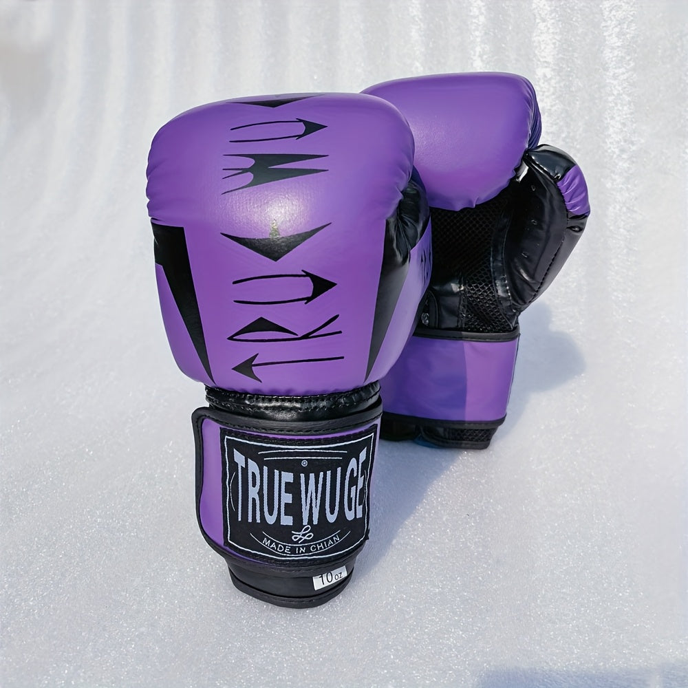 Paire de gants de boxe avec boucle ajustable, rembourrage anti-choc, durables et faciles à nettoyer, conçus pour débutants, novices et professionnels.