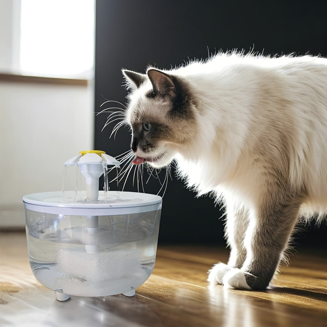 Distributeur d'eau pour animaux en forme de fleur. Fontaine automatique pour chats et chiens, design floral, grande capacité, idéale pour l'hydratation continue.