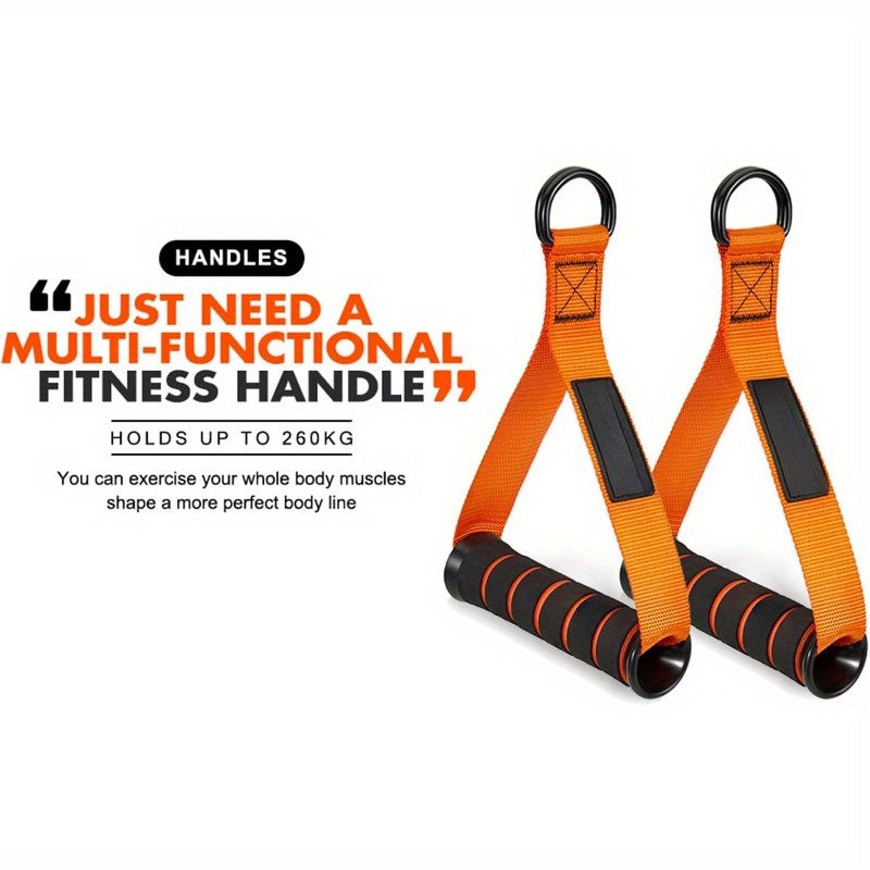 Poignées de câble orange pour bandes de résistance, ergonomiques et durables, adaptées à l’entraînement complet à domicile pour tous niveaux de fitness.