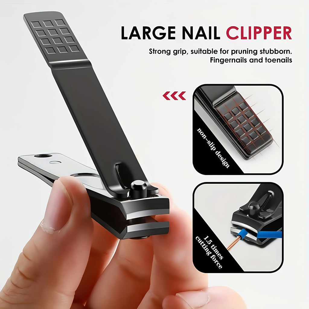 26-in-1 Professional Manicure Pedicure Set - Heavy-Duty Black Stainless Steel Complete Nail Care Kit with Leather-like Travel Case, Foldable Grooming Tools (Nail Clippers, Cuticle Trimmer, Remover, Cuticle Pusher) for Men &amp; W