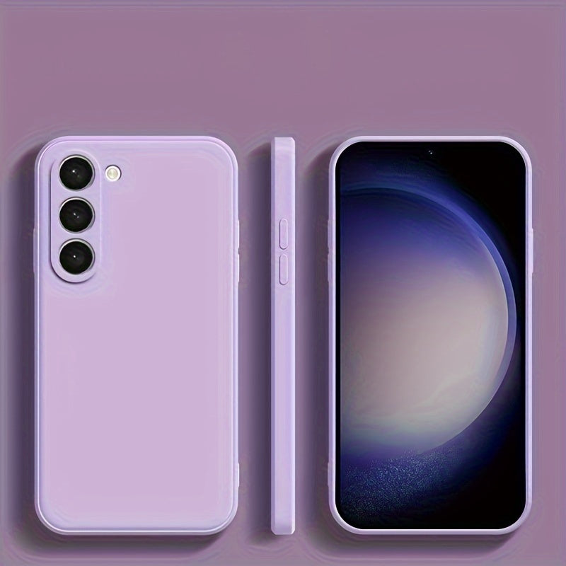 Coque carrée en silicone à bords droits pour Samsung Galaxy, offrant protection antichoc, prise en main sécurisée et design moderne minimaliste.