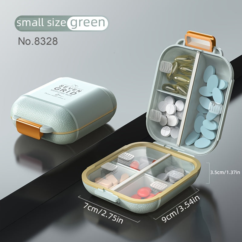 1pc 7-Day Pill Box with Orange Handles - Large Capacity, Dust and Moisture Proof Organizer for Vitamins and Medicines, Ideal for Travel and Outdoor Use, Polypropylene Material, Travel Pill Organizer | Modern Pill Box | Secure