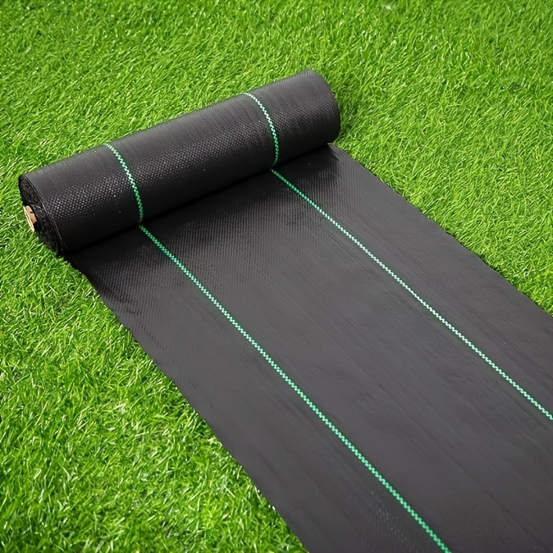 1 Roll Heavy Duty Black PP Non-Woven Landscape Fabric Weed Barrier with Green Stitched Edges - Durable Garden, Vegetable Patch &amp; Flower Bed Weed Control, Light-Blocking &amp; Water Permeable Fabric for Healthy Plant Growth, Veget