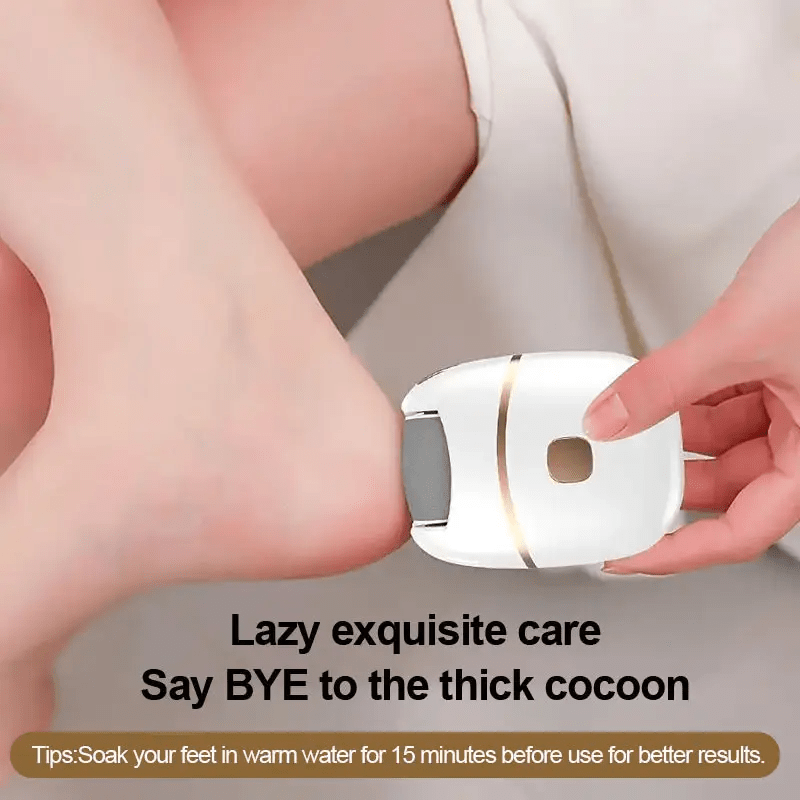 Rechargeable Electric Foot File with 6 Replaceable Heads for Dead Light Beige Removal and Polishing, USB Powered, Smooth Dual-Color Design in White &amp; Golden, Ergonomic Handle for Comfortable Use, Foot Scrubber, Foot Dead Skin