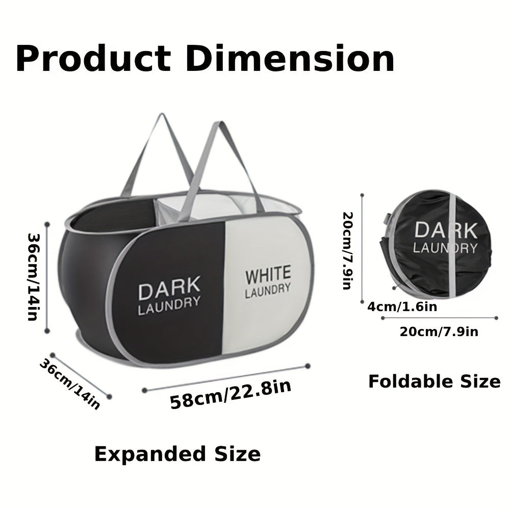 Panier à linge pliable avec poignées doubles, ouverture facile, disponible en 2 ou 3 compartiments, idéal pour maison, chambre ou buanderie.