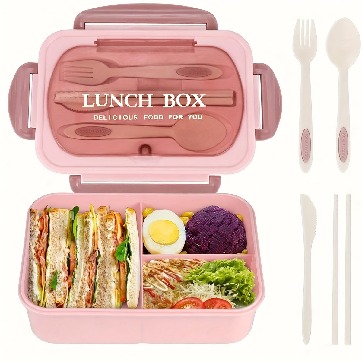 4-Compartment Insulated Lunch Box - Microwave Safe, Colorful Design, Perfect for Students &amp; Office Workers, Ideal Gift (Random Font Color), Student Lunch Box | Vibrant Design | Sustainable Plastic,Back to School