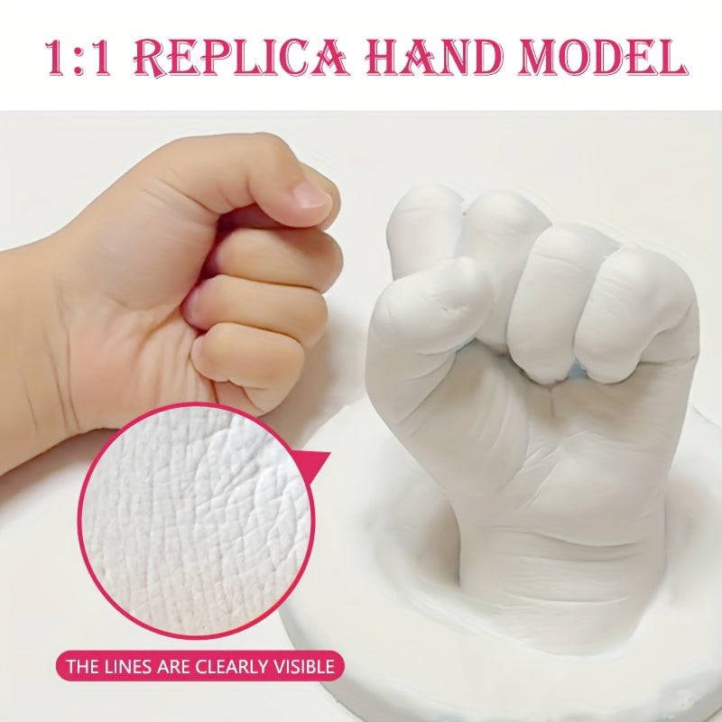 Kit de moulage de main 3D, DIY pour couples, amis ou famille, avec poudre, papiers abrasifs et accessoires, cadeau créatif parfait.