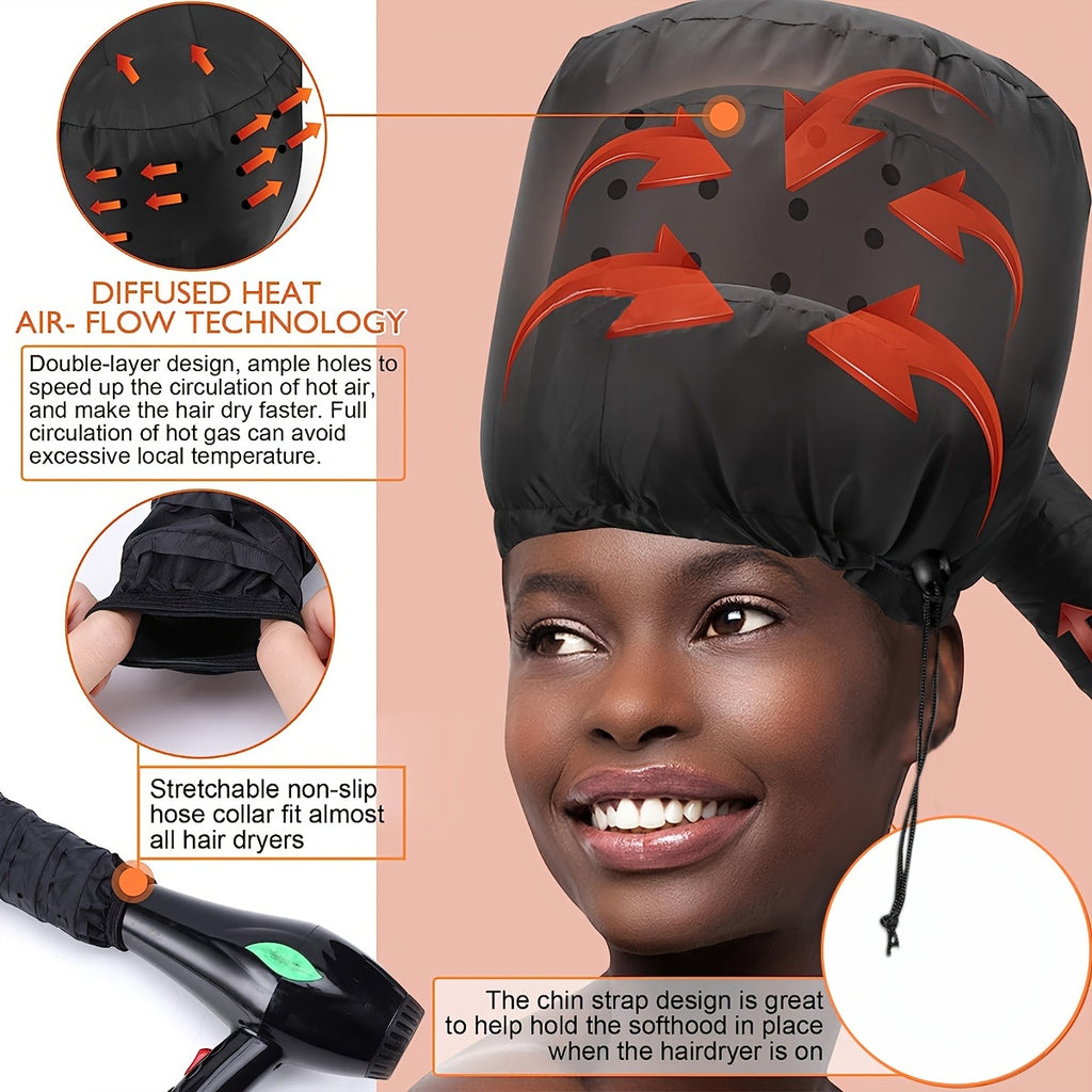 Soft Bonnet Hood Hair Dryer Attachment with Headband - Heat-Resistant Hair Drying Cap, Deep Conditioning &amp; Styling for Relaxed Textured Hair, No Electricity Needed, Christmas Decorations