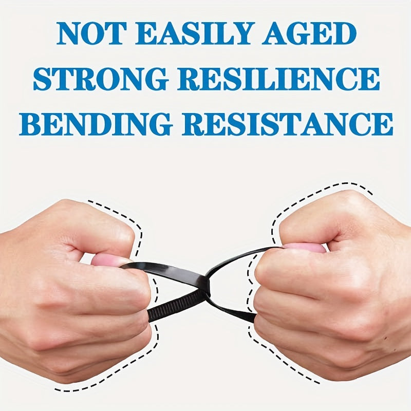 500 colliers de serrage noirs autobloquants, tailles variées (100‑300 mm), parfaits pour câbles maison, bureau, jardin et atelier, usage intérieur/extérieur.