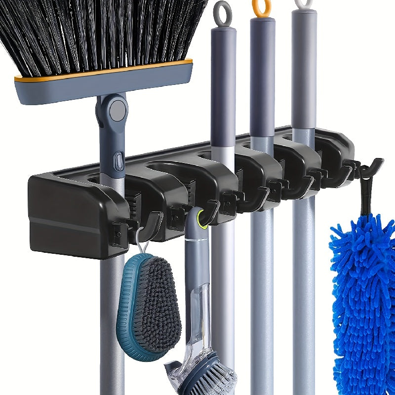1pc Wall-Mounted Broom and Mop Holder, Garden Tool Organizer for Home Laundry Room, Closet, Shed, Garage Storage, Rust-Resistant Plastic Rack with Hooks for Rake, Shovel, and Mop, Garden Tool Organizer|Wallmounted Holder|Dura