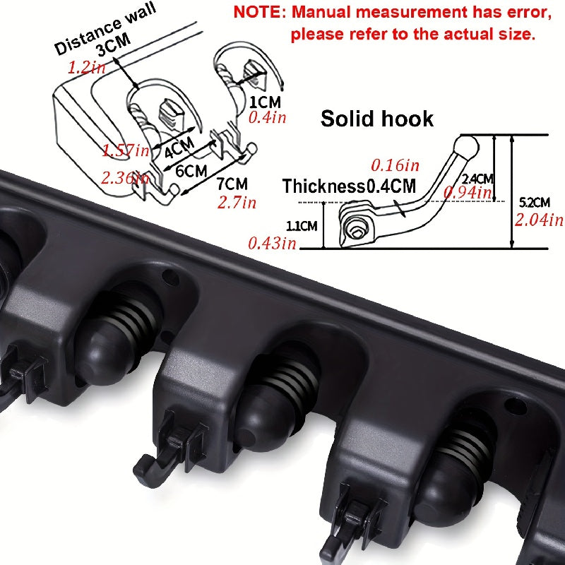 1pc Wall-Mounted Broom and Mop Holder, Garden Tool Organizer for Home Laundry Room, Closet, Shed, Garage Storage, Rust-Resistant Plastic Rack with Hooks for Rake, Shovel, and Mop, Garden Tool Organizer|Wallmounted Holder|Dura