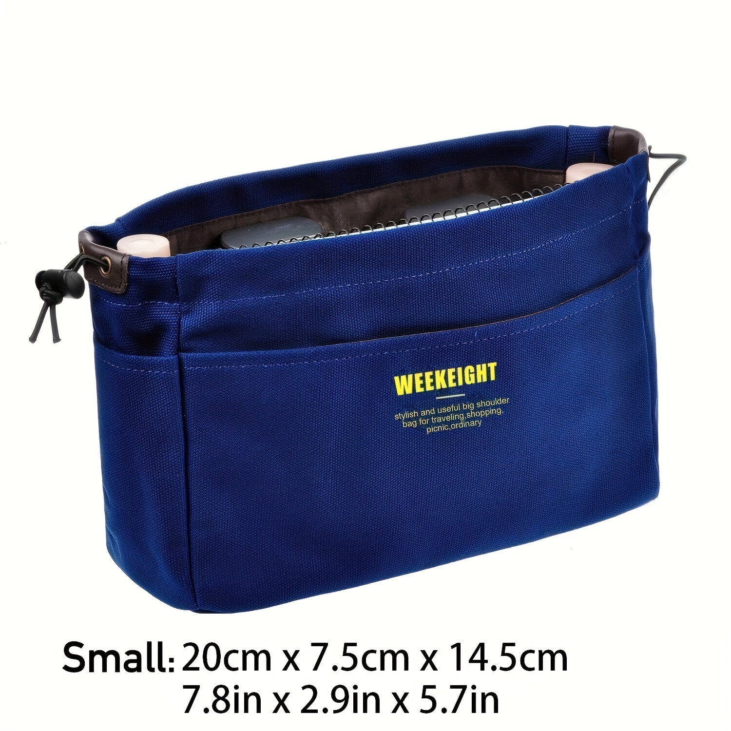 Sac de rangement multi-couches, avec cordon, poches multiples et doublures, léger et portable, grande capacité, idéal pour voyage ou organisation polyvalente.