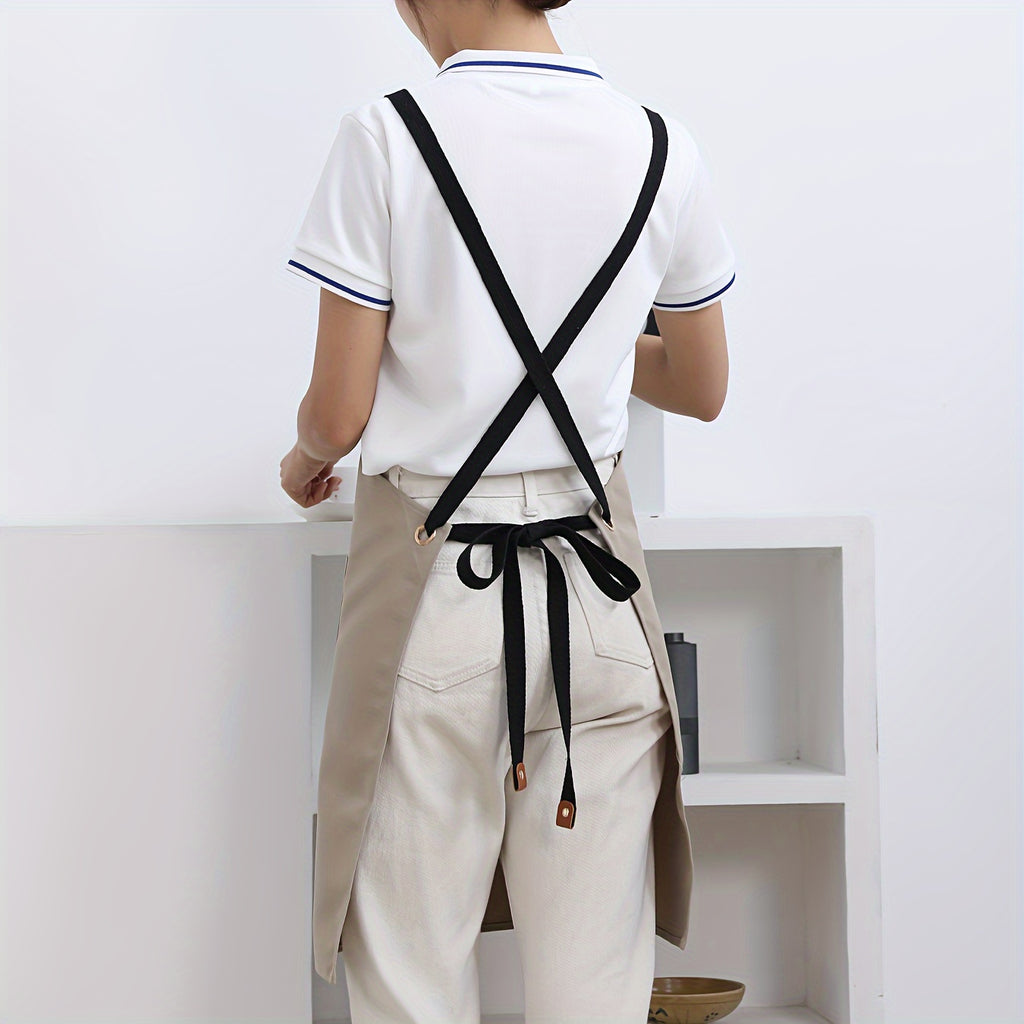 1pc Canvas Apron, High-end Design, Soft and Breathable, Four Pockets, Can be used in Restaurants, Kitchens and other occasions, Modern Apron