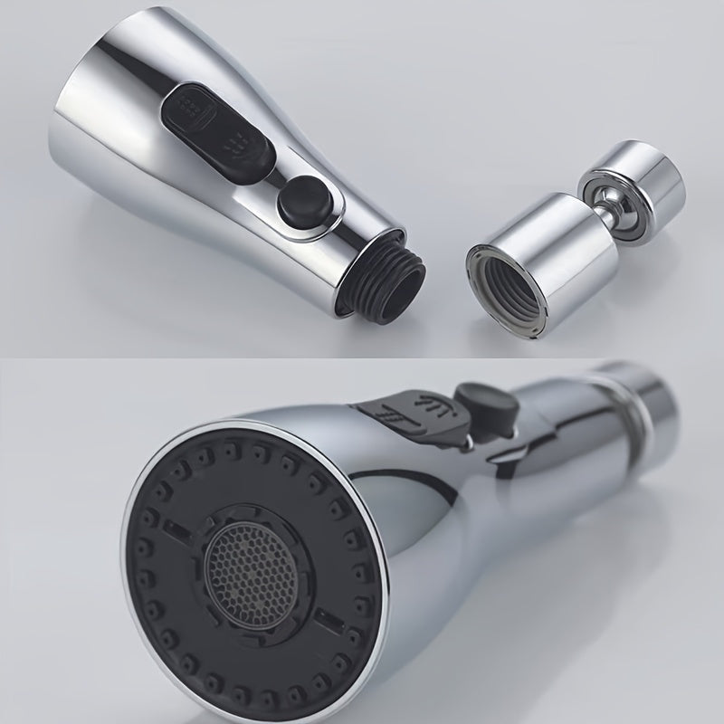 Extension de robinet 360° multifonction : trois modes d’eau, tête rotative, raclage et rinçage. Compatible diamètres 20–24 mm avec adaptateurs inclus.