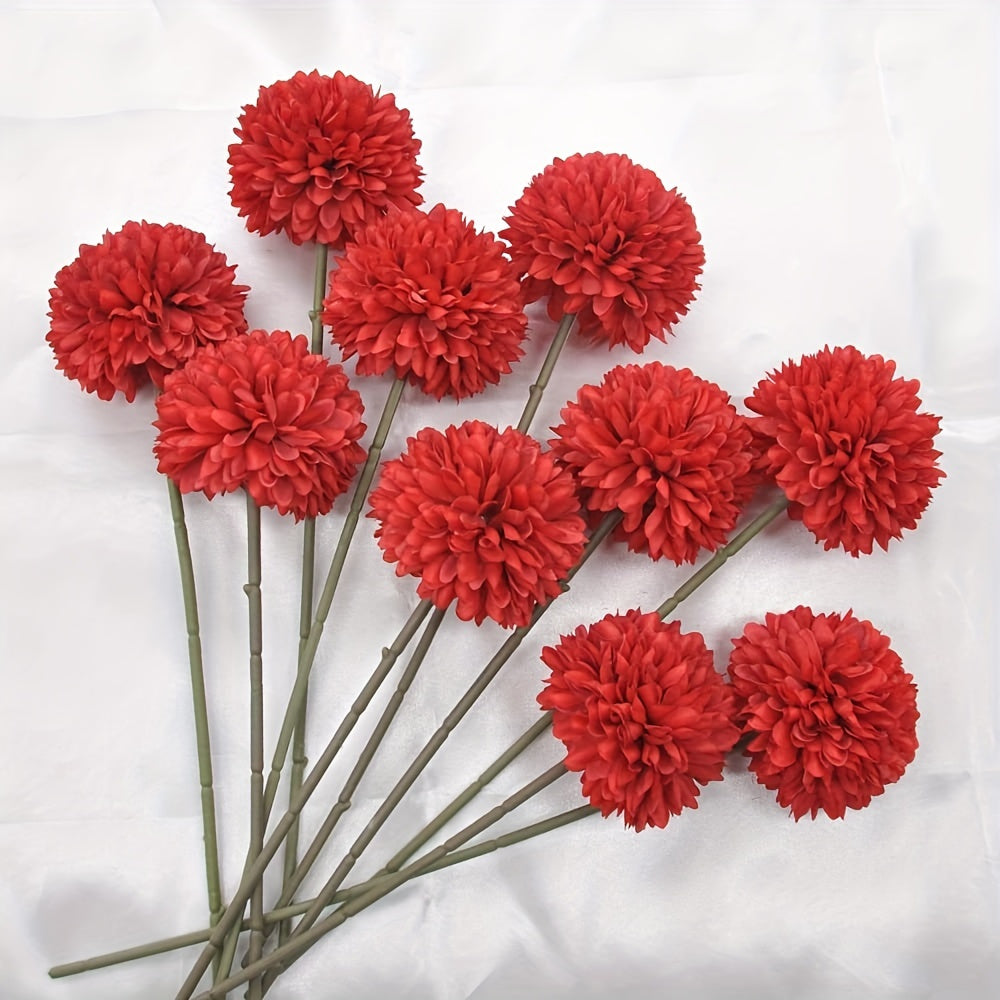 Lot de 10 fleurs artificielles, chrysanthèmes, bouquets décoratifs pour mariage, maison, jardin, fête ou centre de table DIY.