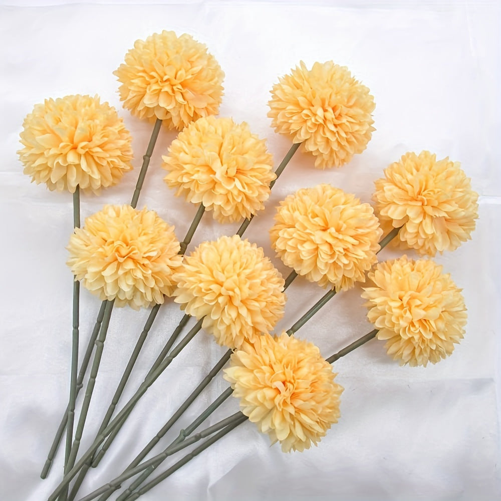 Lot de 10 fleurs artificielles, chrysanthèmes, bouquets décoratifs pour mariage, maison, jardin, fête ou centre de table DIY.