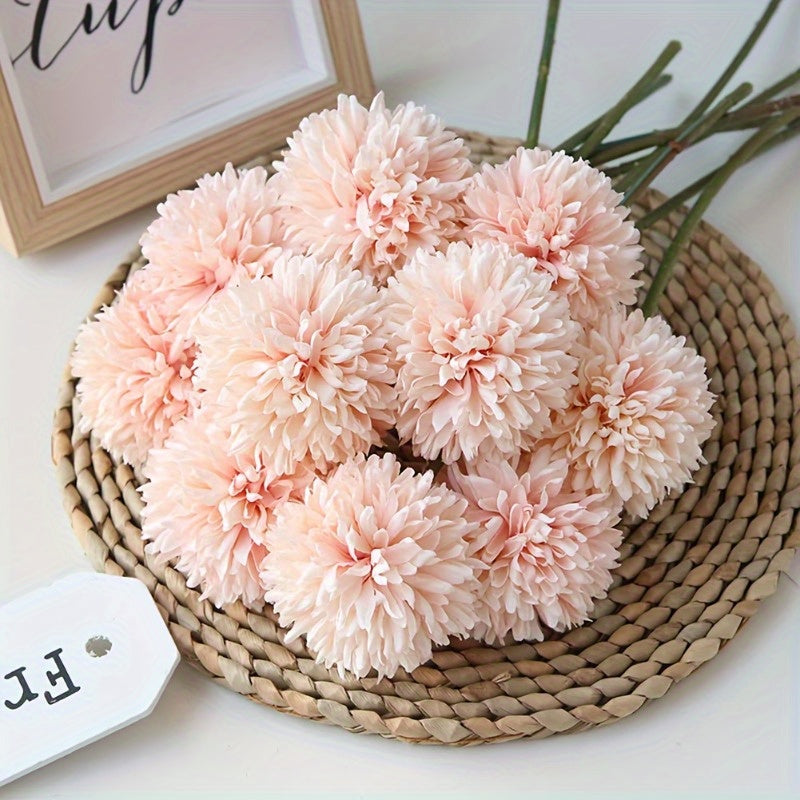 Lot de 10 fleurs artificielles, chrysanthèmes, bouquets décoratifs pour mariage, maison, jardin, fête ou centre de table DIY.