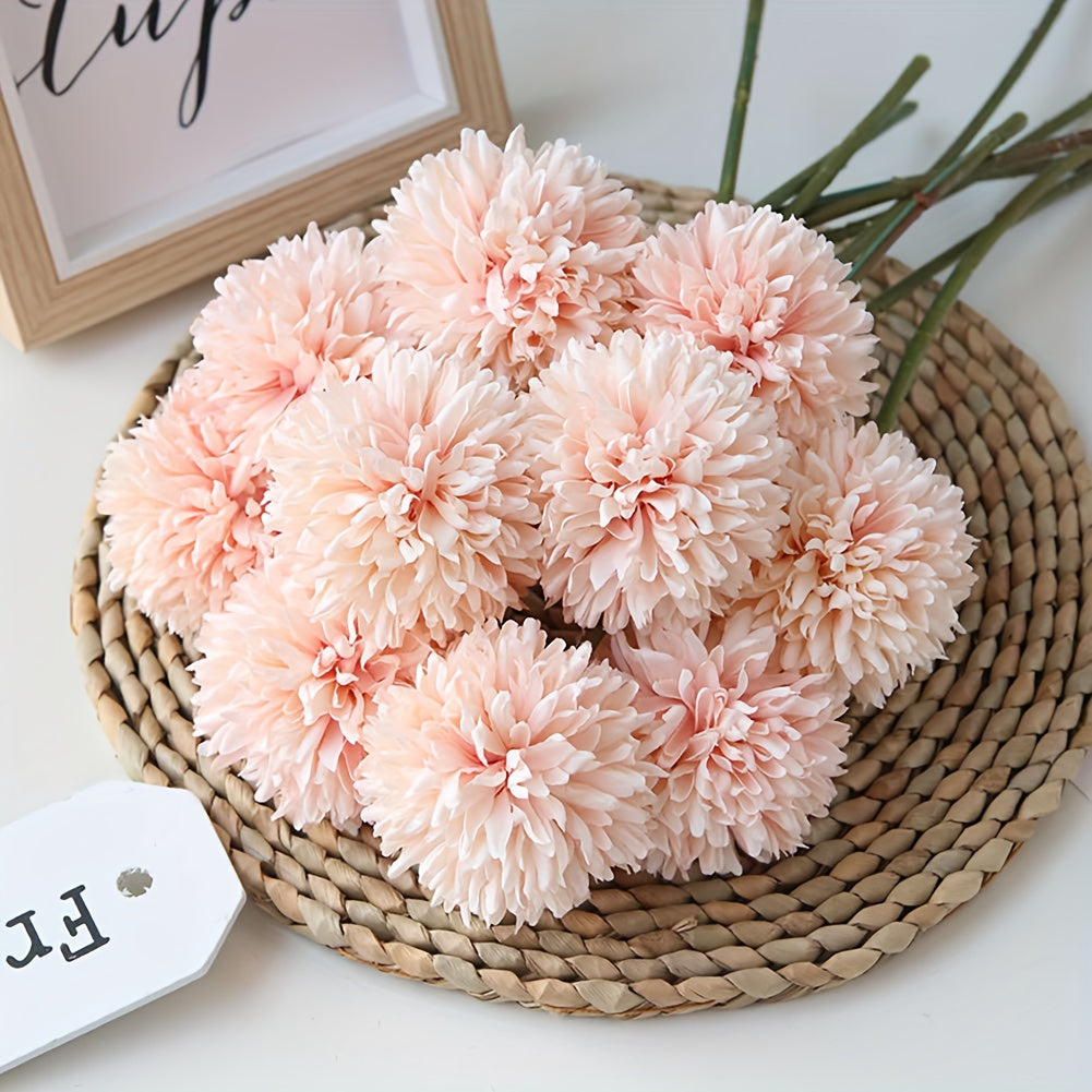 Lot de 10 fleurs artificielles, chrysanthèmes, bouquets décoratifs pour mariage, maison, jardin, fête ou centre de table DIY.