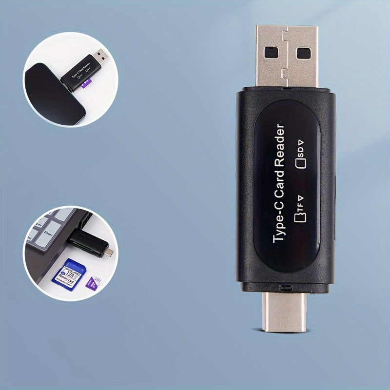 4-in-1 Multi-Functional Type C/USB A Memory Card Reader - Internal Memory Card Readers for SD/Micro SD/SDXC/SDHC Cards with Dual Card Slot and High-Speed Data Transfer - Compact and Portable Design for Easy Use