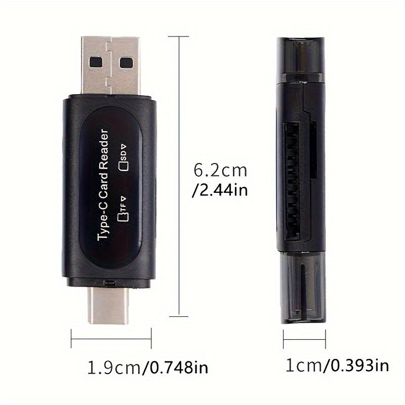 4-in-1 Multi-Functional Type C/USB A Memory Card Reader - Internal Memory Card Readers for SD/Micro SD/SDXC/SDHC Cards with Dual Card Slot and High-Speed Data Transfer - Compact and Portable Design for Easy Use