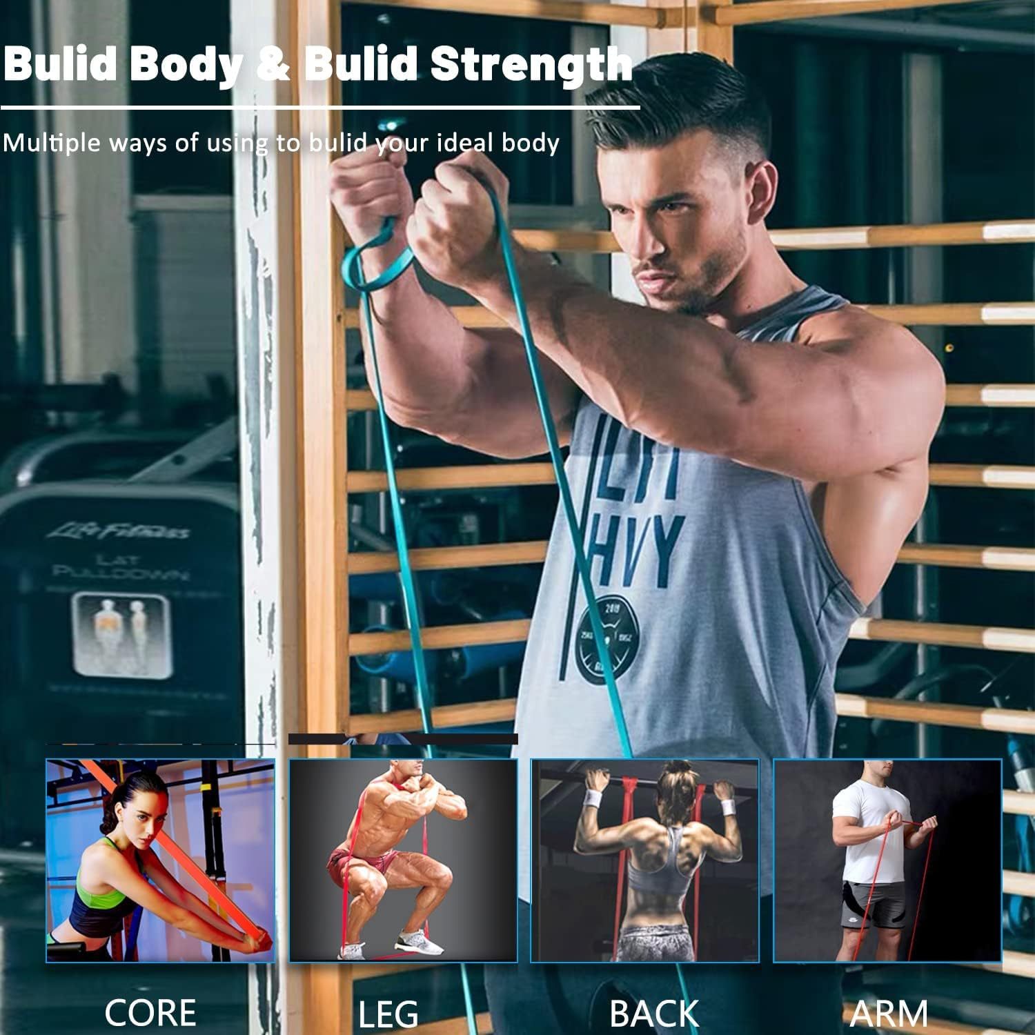 Bande de Résistance Physical Relax : Bande longue pour tractions et entraînement, adaptée hommes et femmes, fitness et renforcement musculaire.