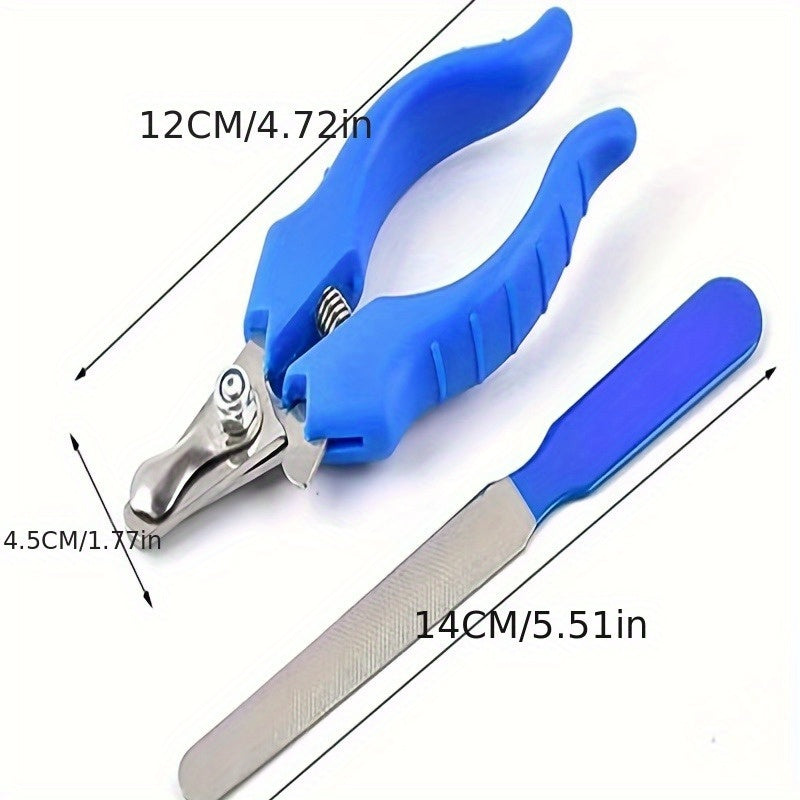 Set de coupe-ongles et lime pour animaux (2 pièces). Poignée antidérapante, acier inoxydable durable, avec protection et mécanisme de verrouillage.