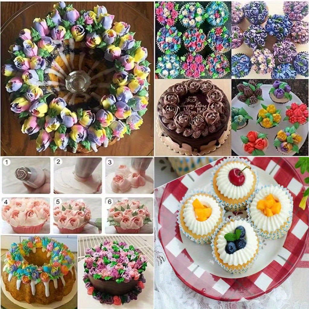 7pcs Stainless Steel Piping Tips Set - Perfect for Cupcakes, Cakes & Cookies - Essential Baking Tools for Home Chefs