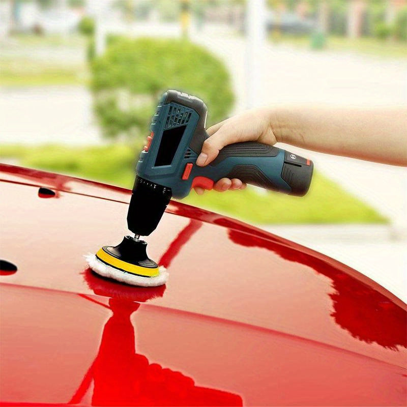 5pcs Set, 7.62 cm Car Polishing Pad Set with Wool Polishing Wheel, Polyester Material, Drill Polishing Disc Kit for Car Paint Waxing Care,  Automotive Polishing Care, Polishing Wheel Kit, Functional Polish Setup, Multi-Disc C