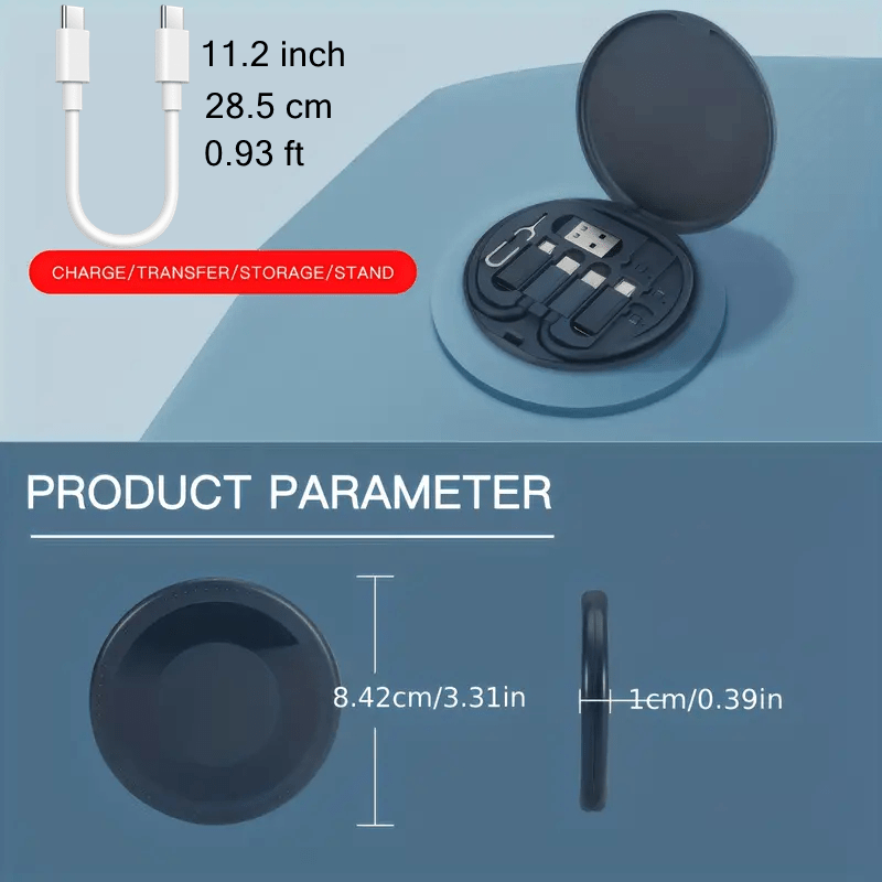 Câble USB-C 5-en-1 60 W, charge rapide, avec adaptateur, convertisseur OTG, cordon données et étui de rangement, compatible tous smartphones.