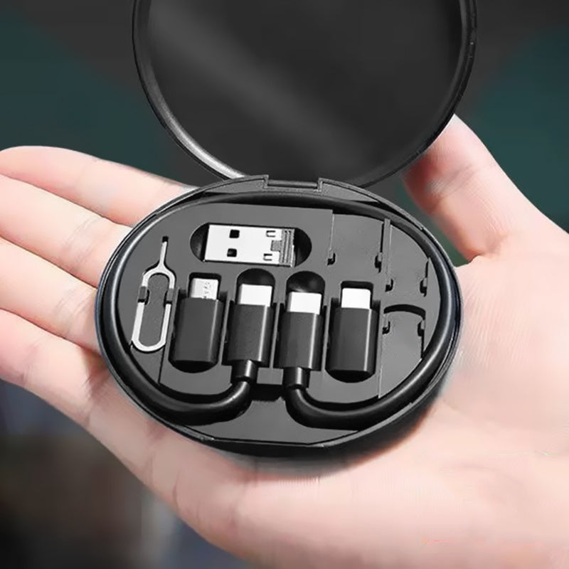 Câble USB-C 5-en-1 60 W, charge rapide, avec adaptateur, convertisseur OTG, cordon données et étui de rangement, compatible tous smartphones.