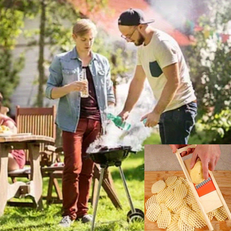 2-in-1 Potato & Vegetable Slicer - Manual Wave Cutter with Flower Design, Durable Plastic Kitchen Gadget for Perfect Ripples and Flowers