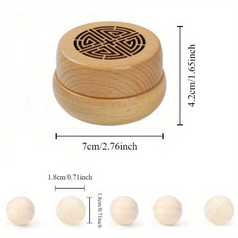 Diffuseur d’huiles essentielles en bois avec boîte à encens et boules, bouchon vissé rétro, parfum durable, décor maison et voiture.