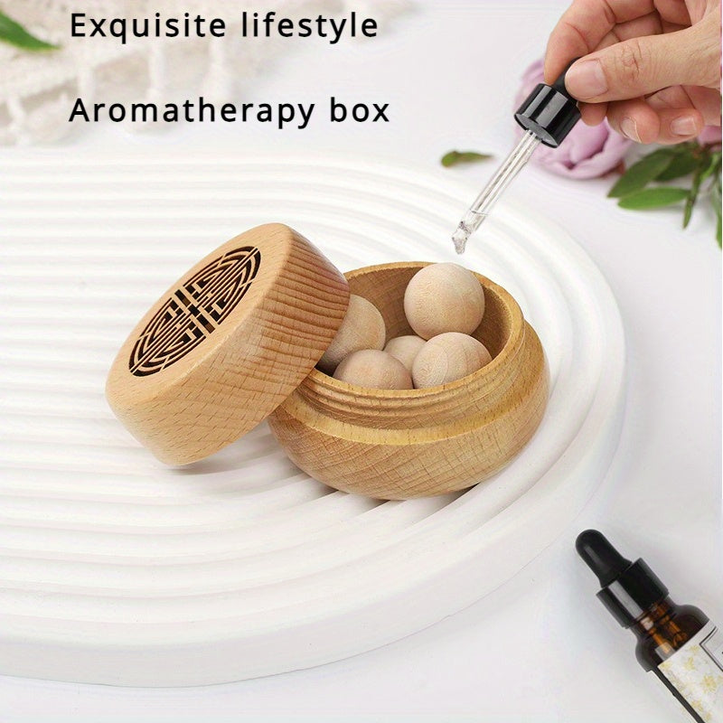 Diffuseur d’huiles essentielles en bois avec boîte à encens et boules, bouchon vissé rétro, parfum durable, décor maison et voiture.